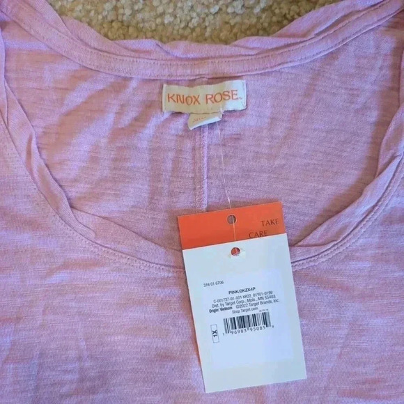Knox Rose Plus Shirt Women's Size 1X 2X Pink Lightweight Short Sleeve T Shirt - Picture 3 of 7